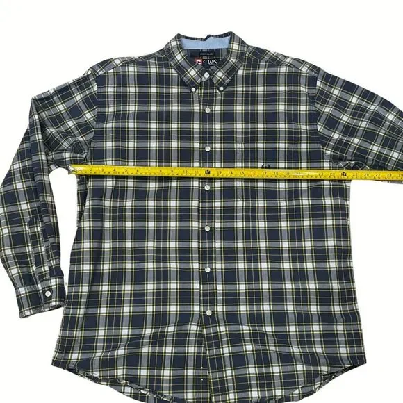 Chaps Indigo Plaid Long Sleeve Button Down Shirt  Size XL - Picture 4 of 6